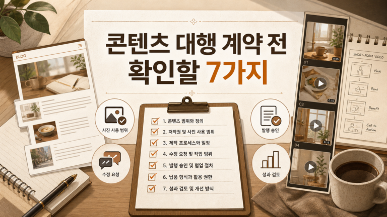 블로그·숏영상 콘텐츠 대행 계약 전 확인할 7가지 운영 기준